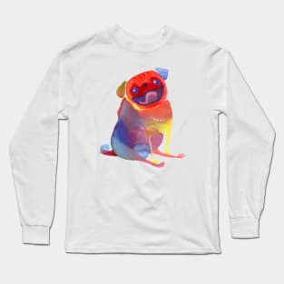 Rainbow Watercolor Pug Long Sleeve T-Shirt